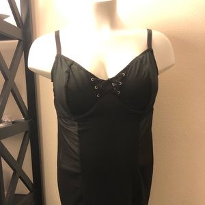 Mesh lace up grommet chemise